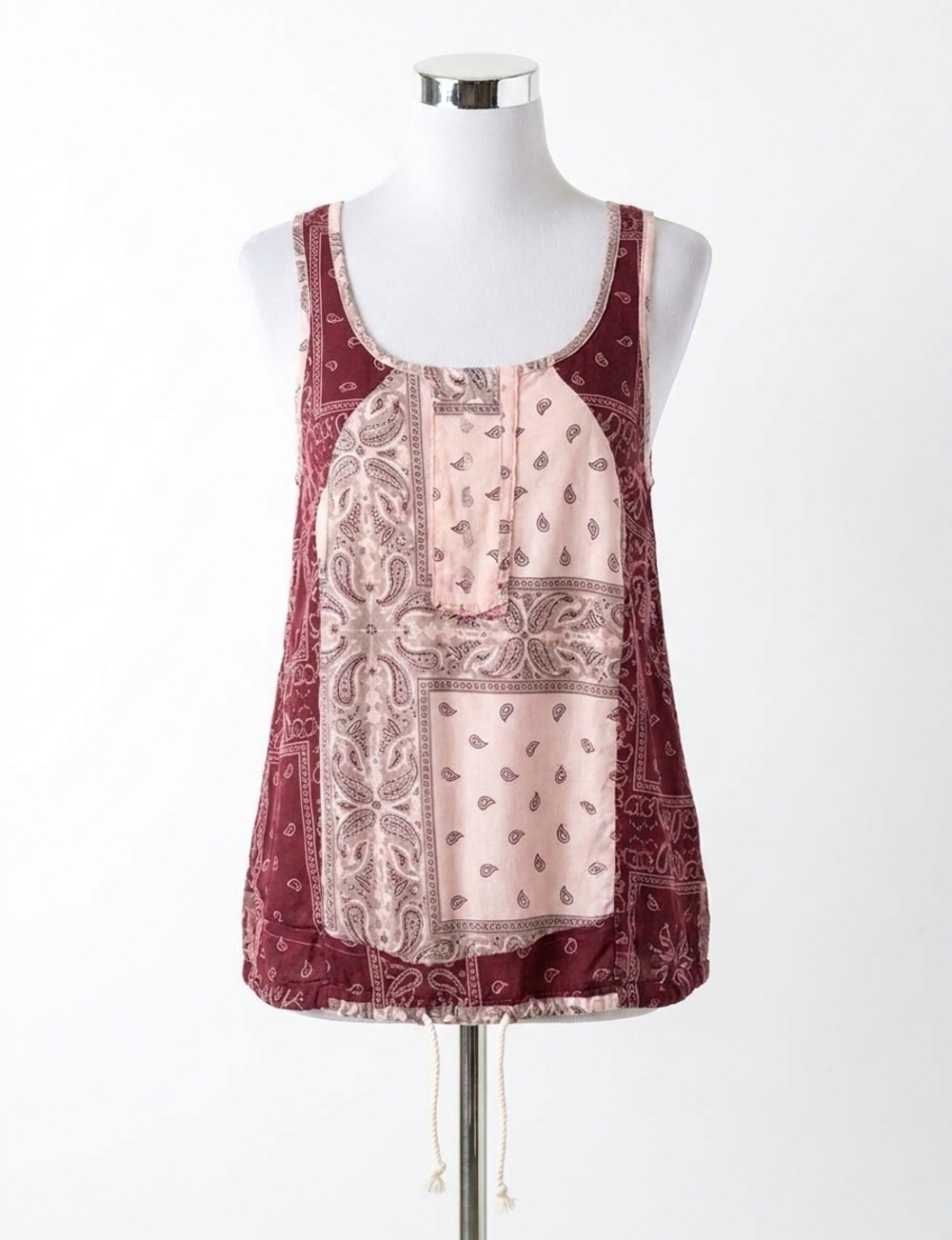 NEW POL paisley knit tank top in pink/burgundy